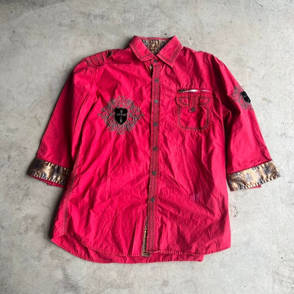 Lamasini y2k button up cowboy mens size L Large